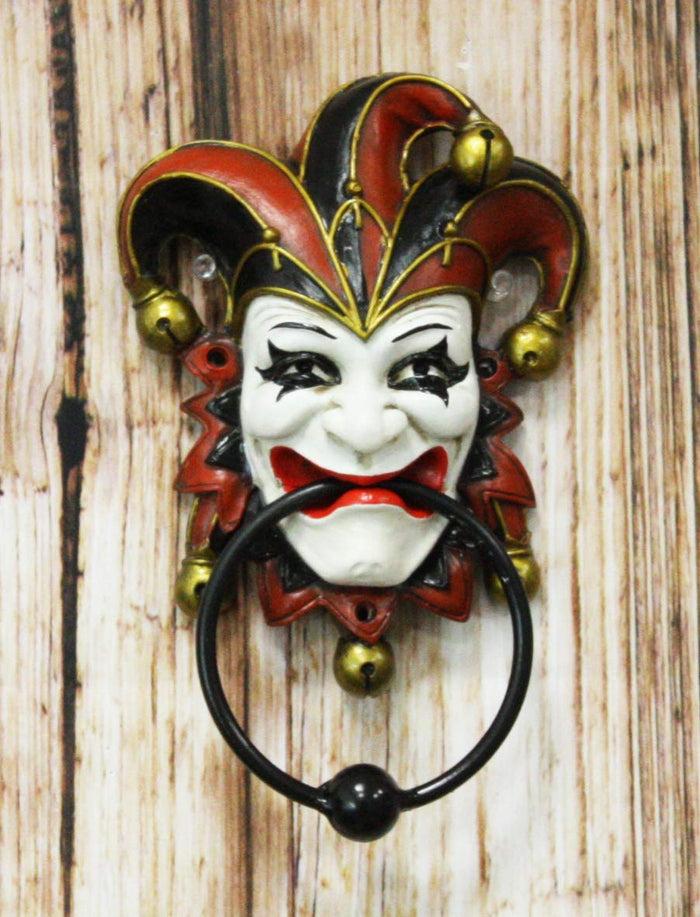 ebros gift Ebros Harlequin Red Carnival Circus Jester Clown Door Knocker Figurine 8.75" High