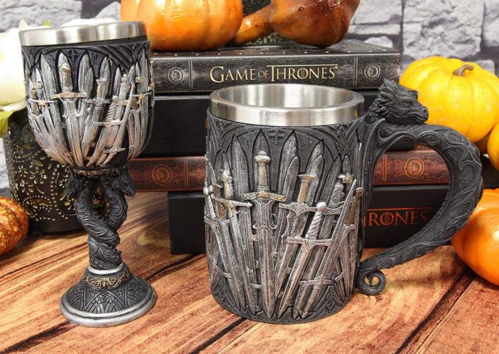 ebros gift Ebros HBO Series Game Of Thrones Iron Throne Wine Goblet and Tankard Mug Set
