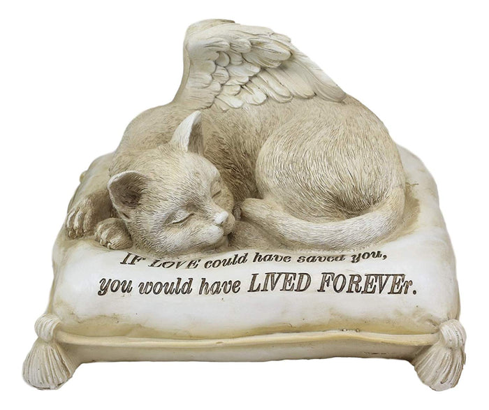 Ebros Gift Ebros Heavenly Angel Cat Cremation Urn Small Pet Memorial Statue 8.25" Long