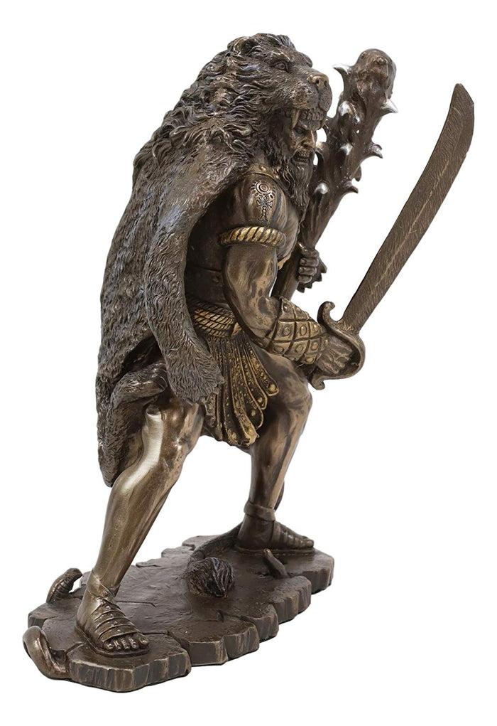 Ebros Gift Ebros Hercules Holding Club With Neman Lion Skin Armor Sculpture Figurine 8.25"H