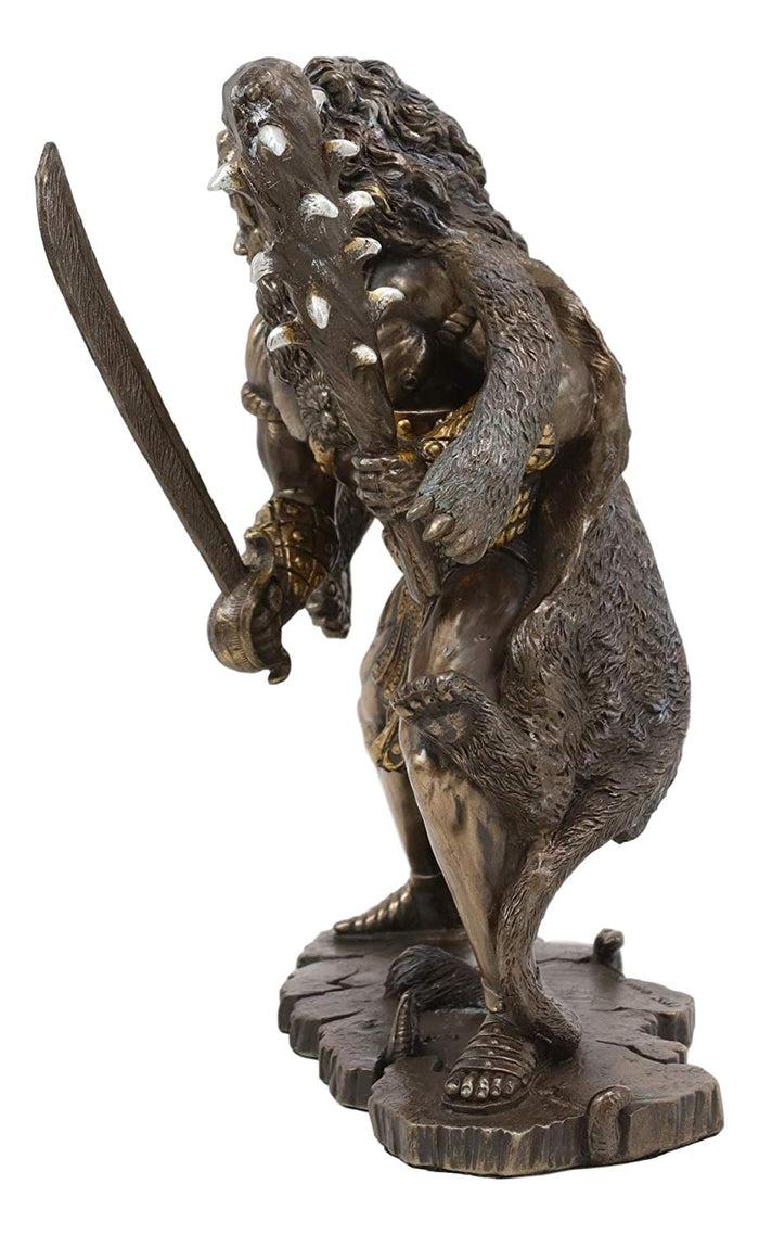 Ebros Gift Ebros Hercules Holding Club With Neman Lion Skin Armor Sculpture Figurine 8.25"H