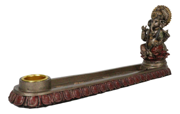 Ebros Gift Ebros Hindu Elephant God Ganapati Ganesha Seated On Throne Incense Holder Figurine