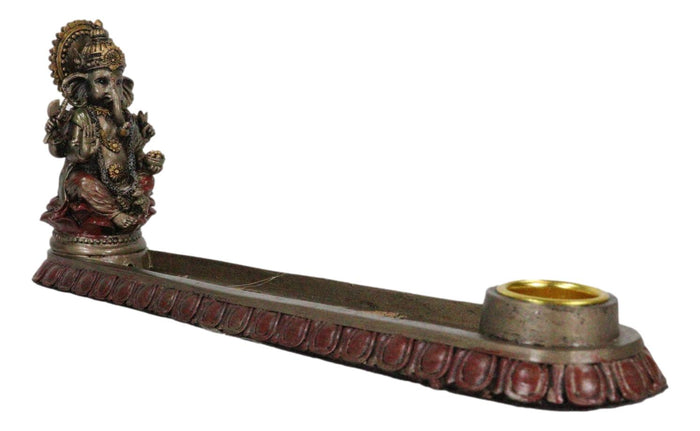 Ebros Gift Ebros Hindu Elephant God Ganapati Ganesha Seated On Throne Incense Holder Figurine