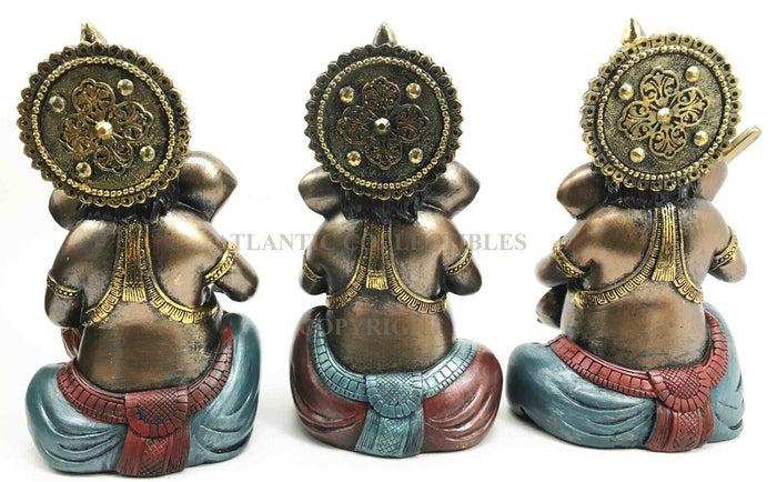 Ebros Gift Ebros Hindu Elephant God Ganesha Playing Dholak Sitar And Harmonium Figurines Set Of 3