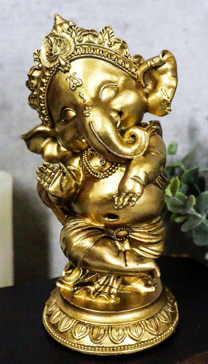Ebros Gift Ebros Hindu Elephant God Ritual Dancing Ganesha Golden Statue 6" H Deity Of Arts Wisdom And Knowledge Decor Figurine (Dancing Ganesh)