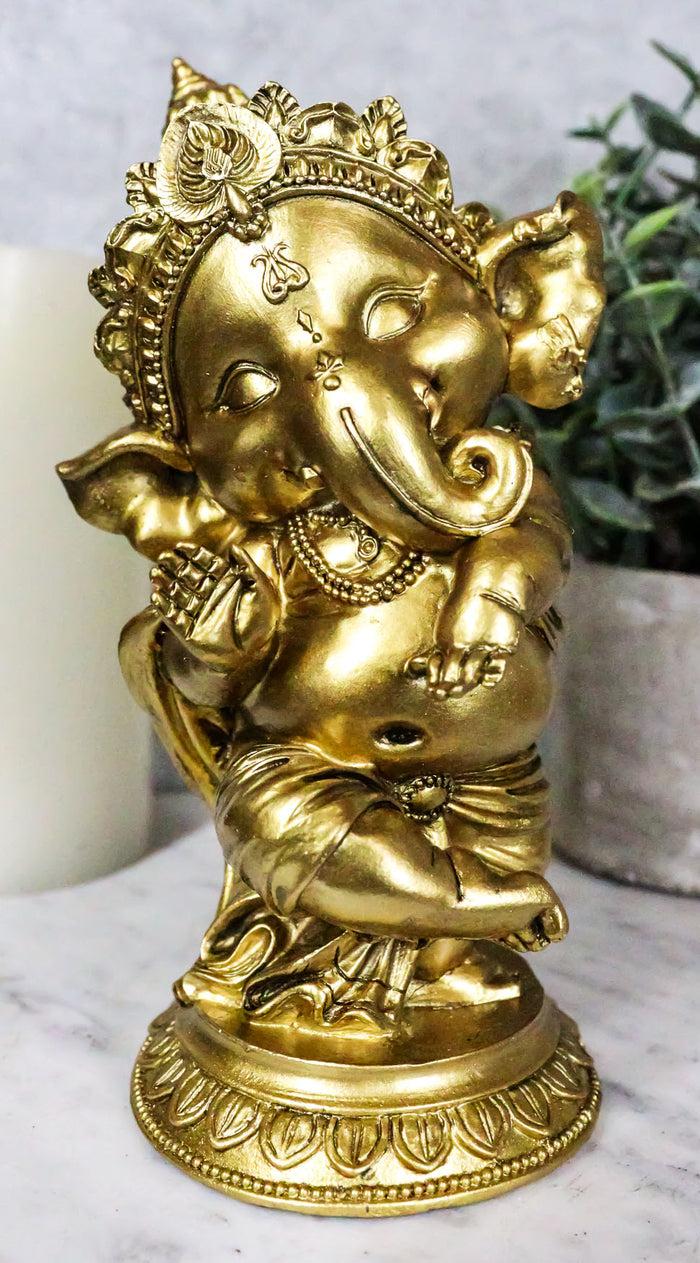 ebros gift Ebros Hindu Elephant God Ritual Dancing Ganesha Golden Statue 6" H Deity of Arts Wisdom and Knowledge Decor Figurine (Dancing Ganesh)
