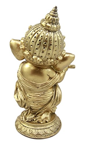 Ebros Gift Ebros Hindu Elephant God Ritual Dancing Ganesha Playing Flute Golden Statue 6"H