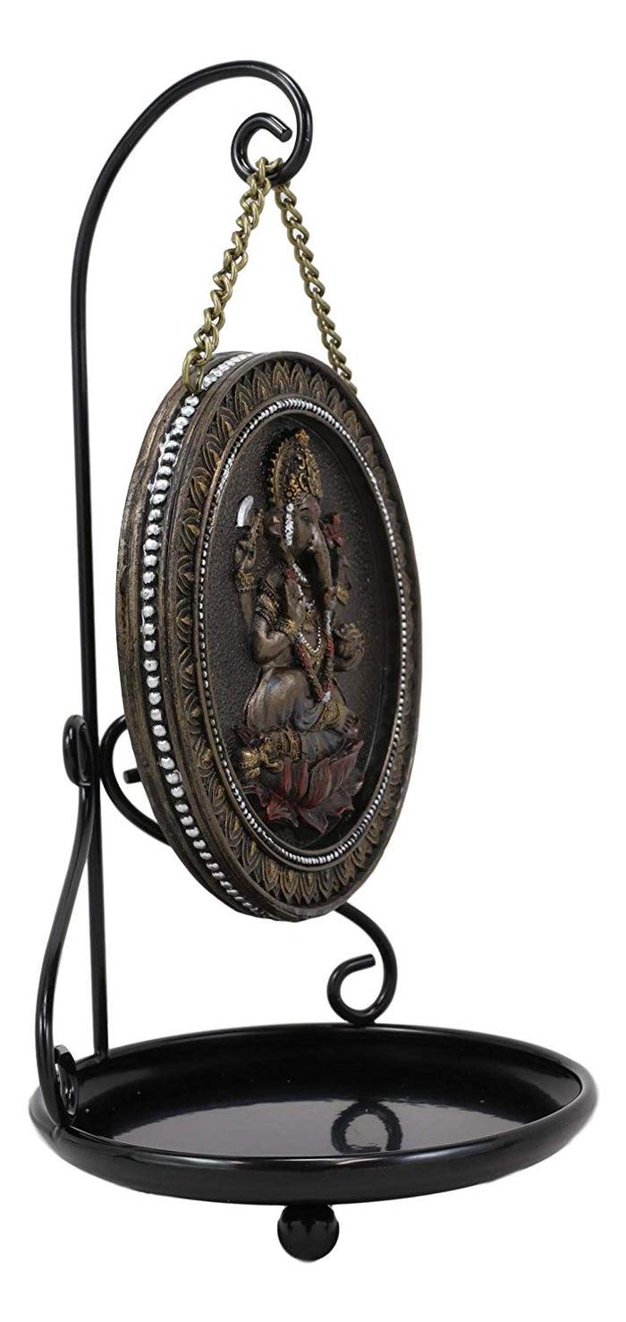 Ebros Gift Ebros Hindu Ganesha Round Medallion Disk Backflow Incense Cone Holder Burner
