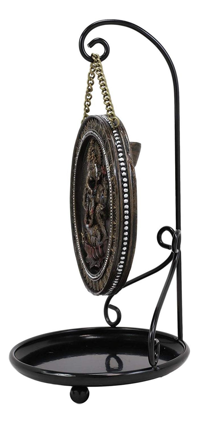 Ebros Gift Ebros Hindu Ganesha Round Medallion Disk Backflow Incense Cone Holder Burner