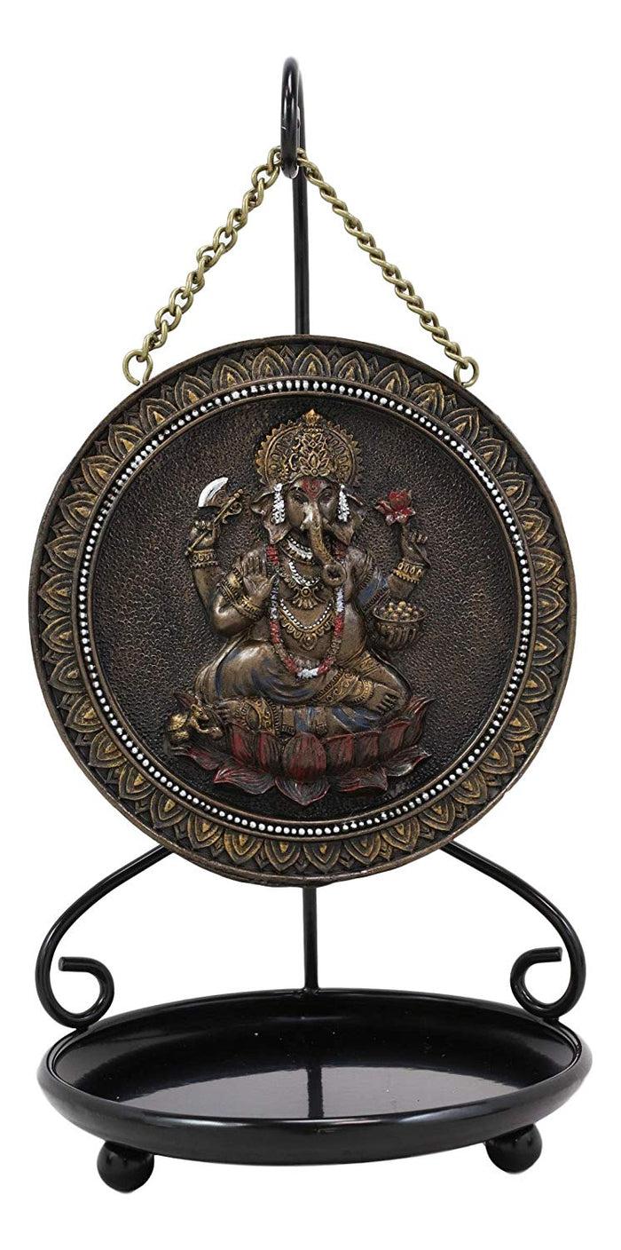Ebros Gift Ebros Hindu Ganesha Round Medallion Disk Backflow Incense Cone Holder Burner