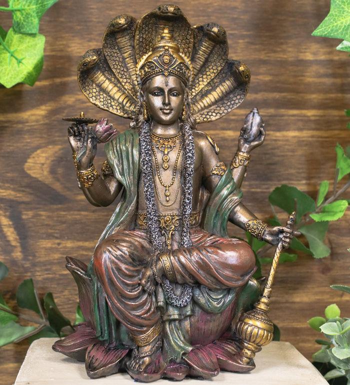 ebros gift Ebros Hindu God Vishnu On 5 Cobras Throne Statue Narayana Protector Rama Krishna