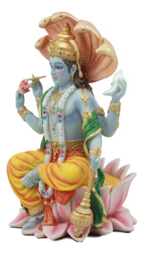 Ebros Gift Ebros Hindu God Vishnu Vasudeva Sitting On Throne Of Cobras Statue 8"H