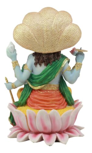 Ebros Gift Ebros Hindu God Vishnu Vasudeva Sitting On Throne Of Cobras Statue 8"H