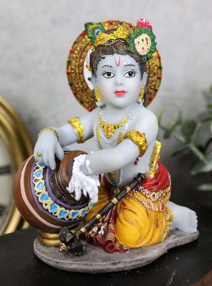 ebros gift Ebros Hindu God Young Baby Krishna Vishnu Stealing Butter From The Gopis Statue Decor