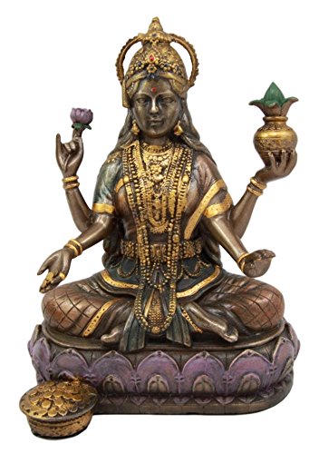 Ebros Gift Ebros Hindu Goddess Lakshmi Meditating On Lotus Throne Statue 6.5"Tall Figurine
