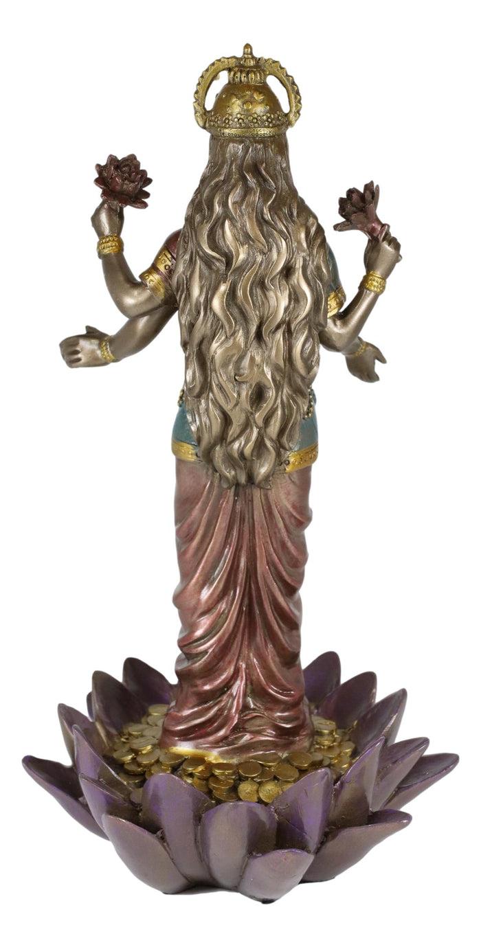 Ebros Gift Ebros Hindu Goddess Lakshmi Standing On Lotus Blossom Statue 10"H Deity Of Prosperity
