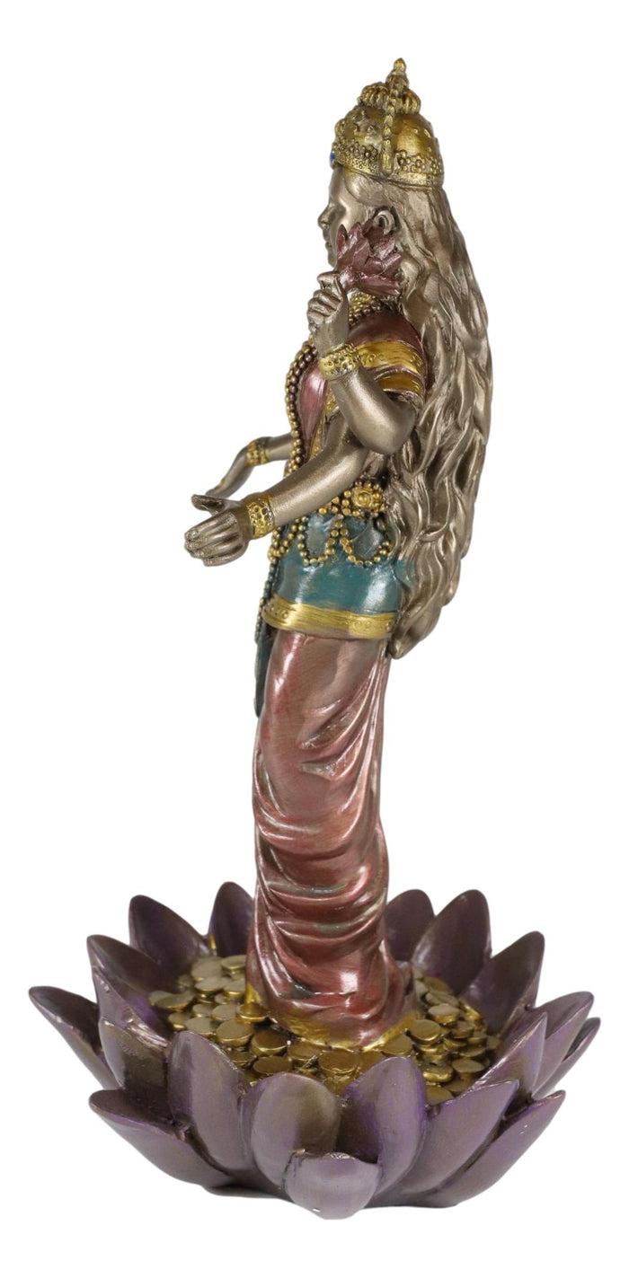 Ebros Gift Ebros Hindu Goddess Lakshmi Standing On Lotus Blossom Statue 10"H Deity Of Prosperity