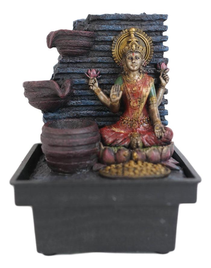 Ebros Gift Ebros Hindu Goddess Of Prosperity Sri Lakshmi Sitting On Lotus Water Fountain