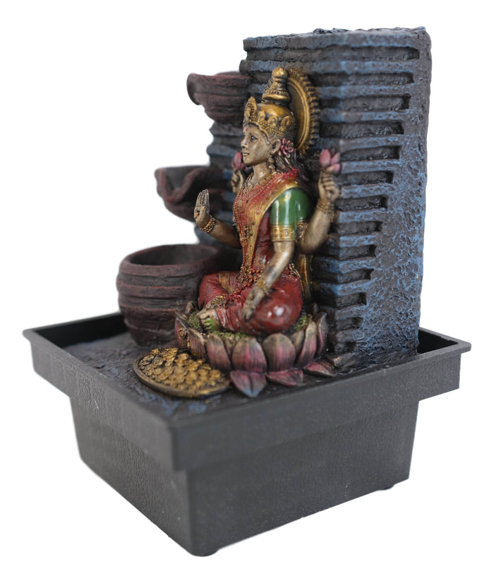 Ebros Gift Ebros Hindu Goddess Of Prosperity Sri Lakshmi Sitting On Lotus Water Fountain