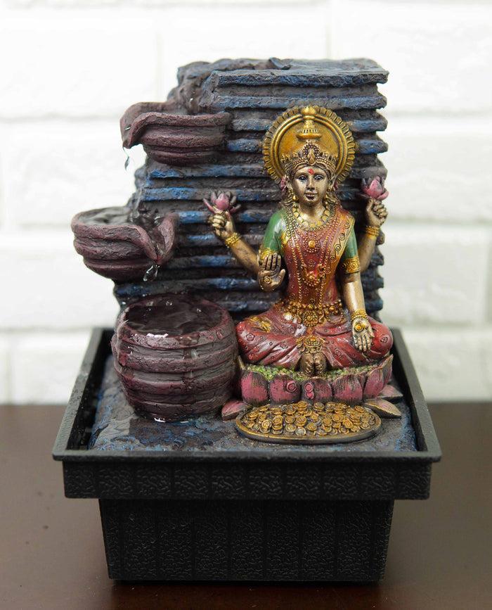 ebros gift Ebros Hindu Goddess of Prosperity Sri Lakshmi Sitting On Lotus Water Fountain