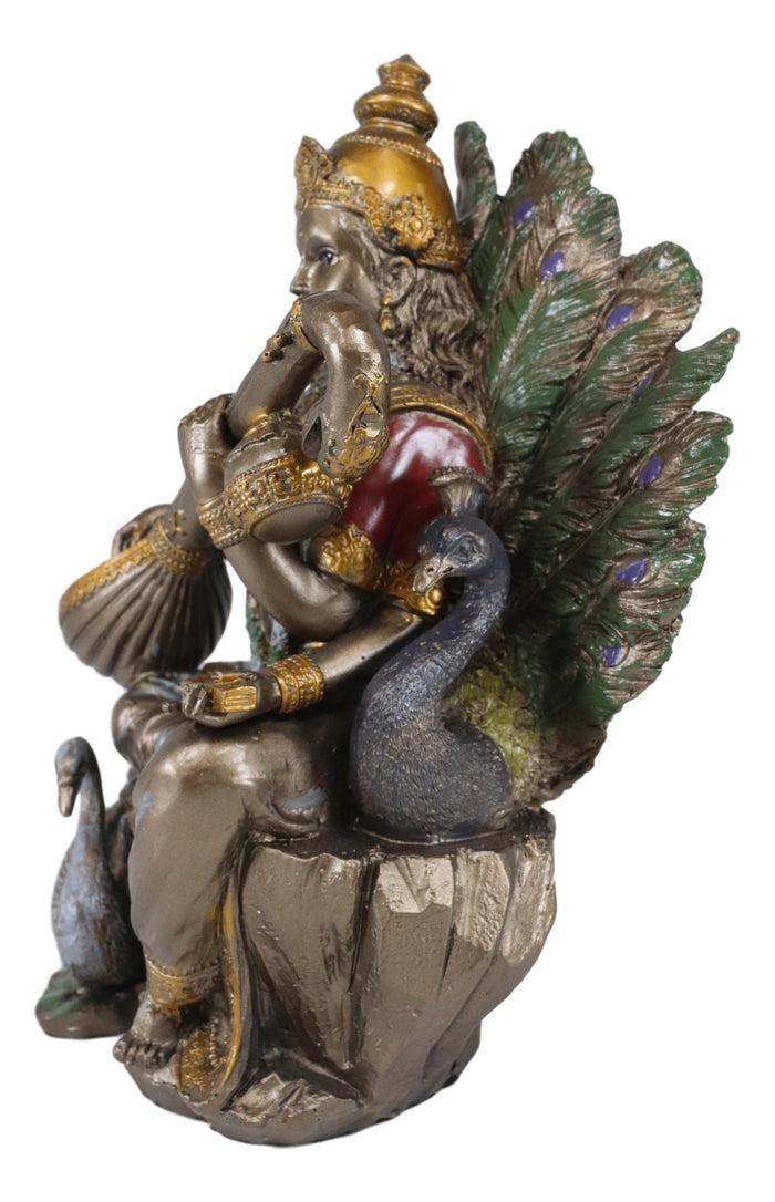 Ebros Gift Ebros Hindu Goddess Saraswati Playing Veena With Swan On Peacock Throne Figurine