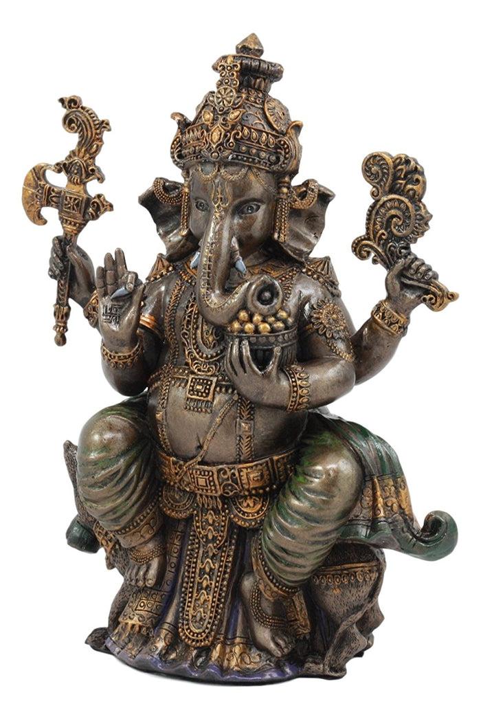 Ebros Gift Ebros Hindu Lord Ganesha Sitting On Throne Statue Elephant God Hoysala Empire Ganapati