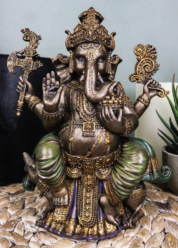 ebros gift Ebros Hindu Lord Ganesha Sitting On Throne Statue Elephant God Hoysala Empire Ganapati