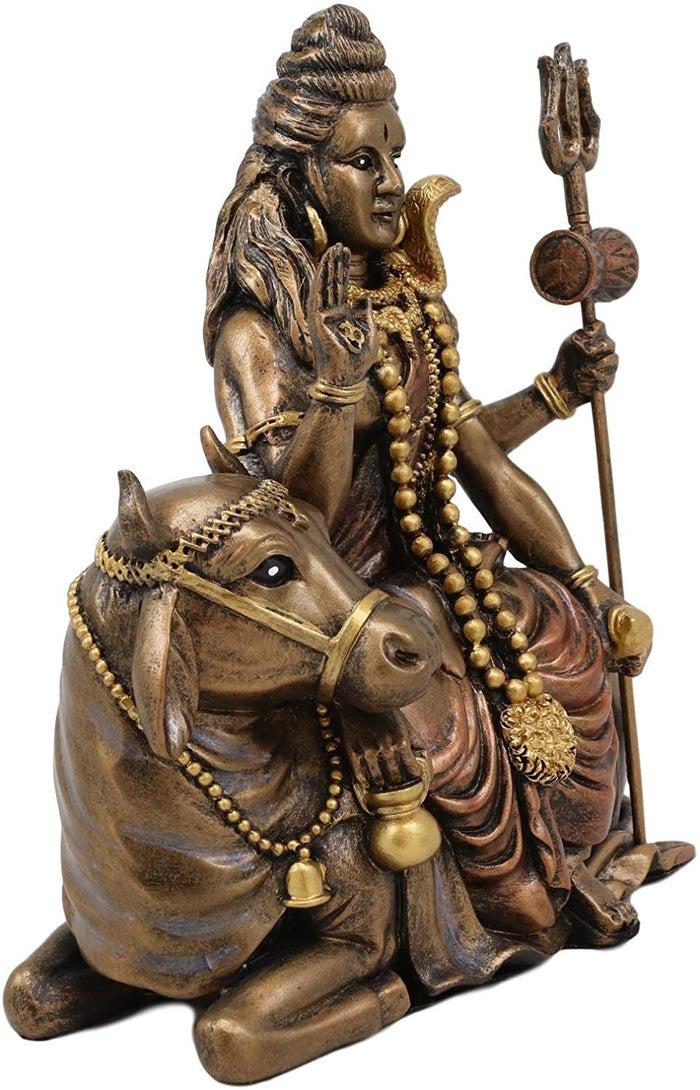 Ebros Gift Ebros Hindu The Auspicious One Lord Shiva Sitting On Nandi Bull Statue 7" Tall