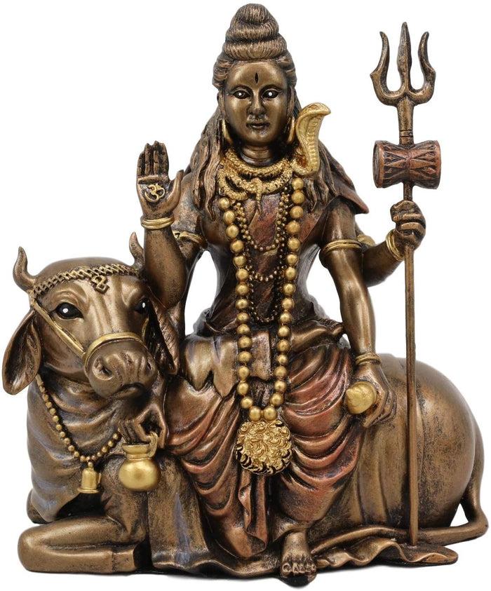 Ebros Gift Ebros Hindu The Auspicious One Lord Shiva Sitting On Nandi Bull Statue 7" Tall