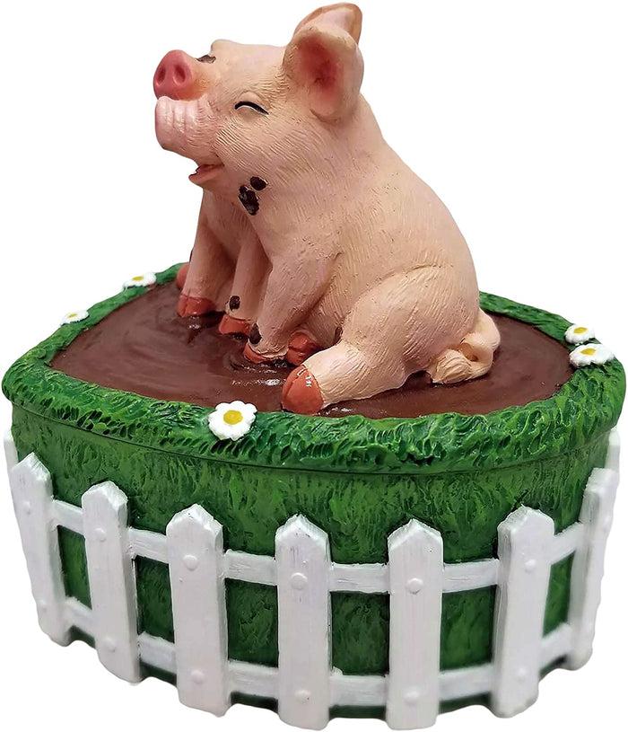 Ebros Gift Ebros Hog Wild Holder Pig Couple In Mud Puddle Lidded Heart Shaped Trinket Box