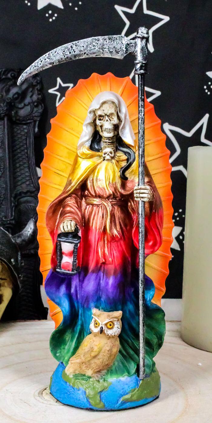ebros gift Ebros Holy Death Santa Muerte Holding Scythe In Rainbow Tunic Day of The Dead Figurine