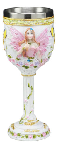 Ebros Gift Ebros Holy Matrimony Blue And Pink Butterfly Bridal Floral Fairy Wine Goblet 7oz