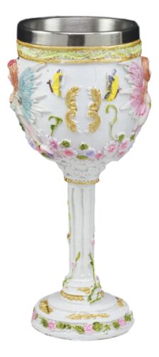 Ebros Gift Ebros Holy Matrimony Blue And Pink Butterfly Bridal Floral Fairy Wine Goblet 7oz