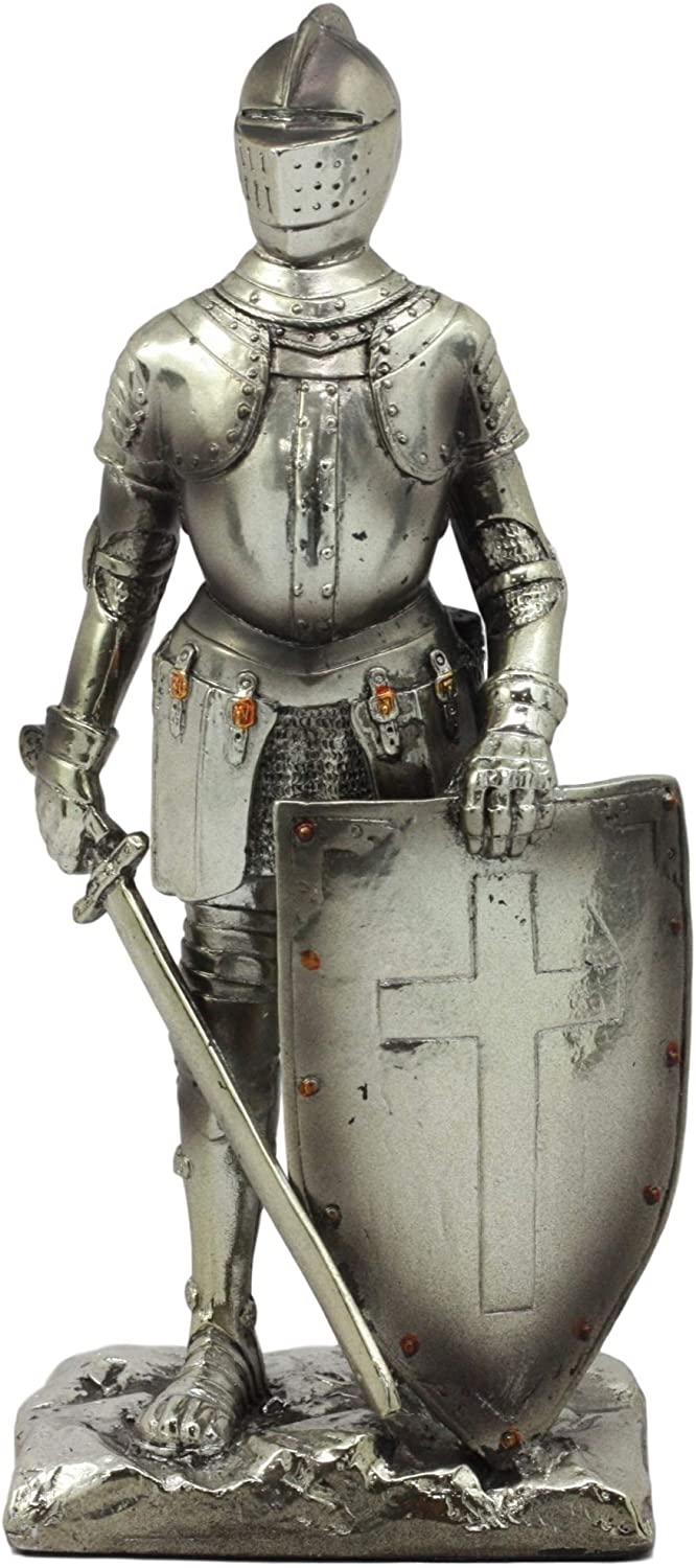 Ebros Gift Ebros Holy Roman Empire Crusader Knight With Sword And Shield On Guard Statue 7" Tall
