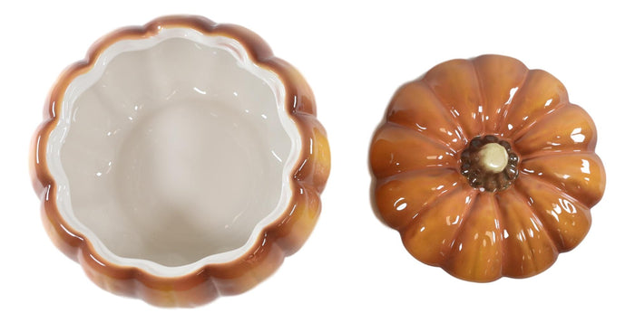 Ebros Gift Ebros Home And Kitchen Orange Ceramic Pumpkin Soup Or Dessert Bowl With Lid Set Of 6