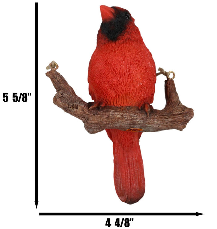 Ebros Gift Ebros Home Garden Hanging Northern Red Cardinal Bird Perching On Branch Figurine
