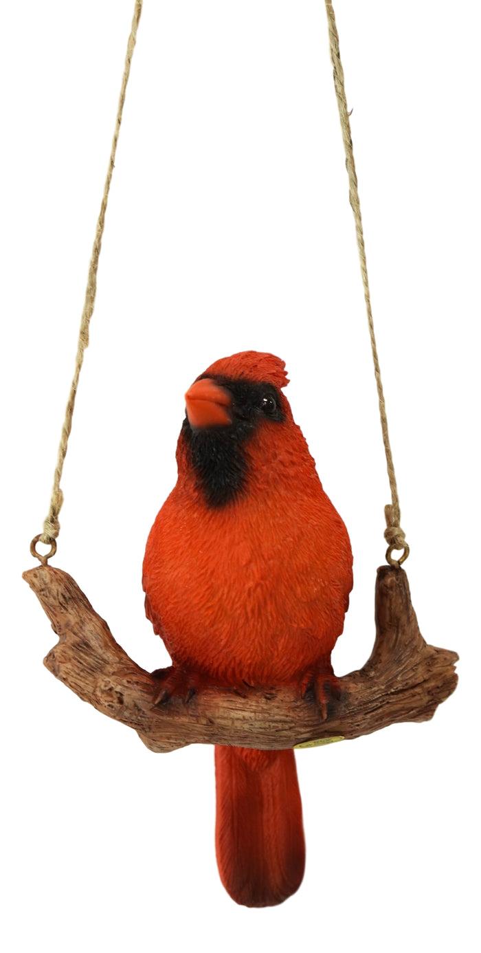 ebros gift Ebros Home Garden Hanging Northern Red Cardinal Bird Perching on Branch Figurine