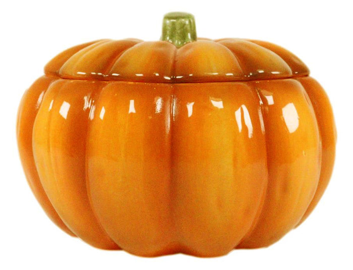 Ebros Gift Ebros Home Kitchen Gourmet Bright Orange Ceramic Pumpkin Soup Or Dessert Bowl With Lid