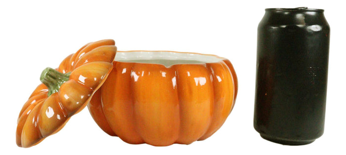 Ebros Gift Ebros Home Kitchen Gourmet Bright Orange Ceramic Pumpkin Soup Or Dessert Bowl With Lid