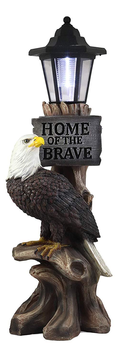 Ebros Gift Ebros 'Home Of The Brave' Patriotic Eagle Night Light Statue Solar LED Lantern