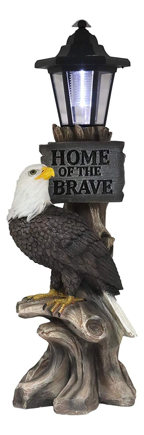 Ebros Gift Ebros 'Home Of The Brave' Patriotic Eagle Night Light Statue Solar LED Lantern