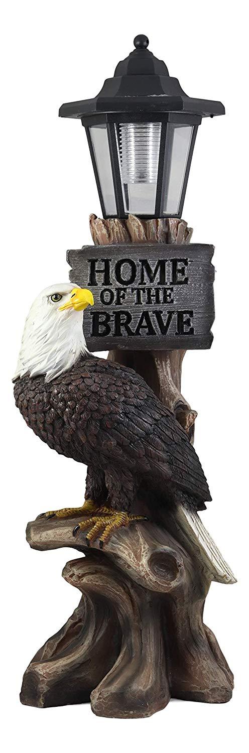 Ebros Gift Ebros 'Home Of The Brave' Patriotic Eagle Night Light Statue Solar LED Lantern