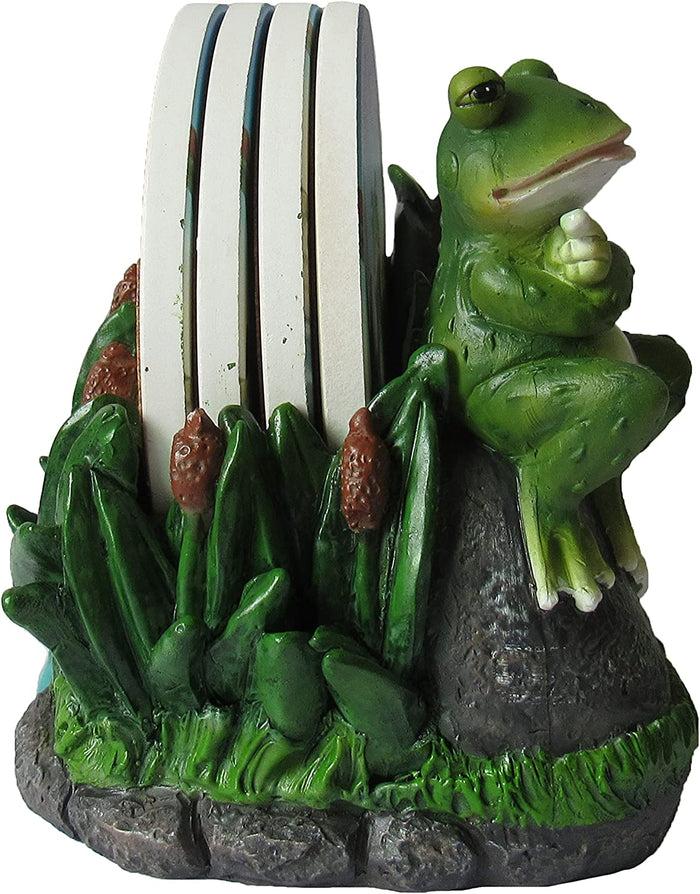 Ebros Gift Ebros Hoppy Hour Frog Coaster 5PC Set Ceramic Coaster With Cork Base