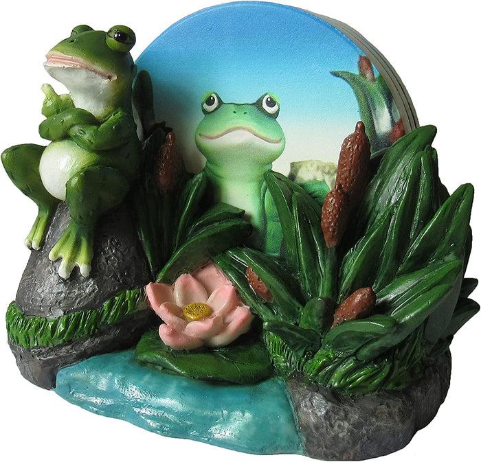 Ebros Gift Ebros Hoppy Hour Frog Coaster 5PC Set Ceramic Coaster With Cork Base