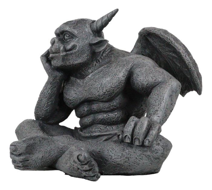 Ebros Gift Ebros Horned Gargoyle The Dreamer Figurine Sitting Statue 6.5 Inch Long Thinker
