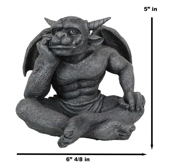 Ebros Gift Ebros Horned Gargoyle The Dreamer Figurine Sitting Statue 6.5 Inch Long Thinker