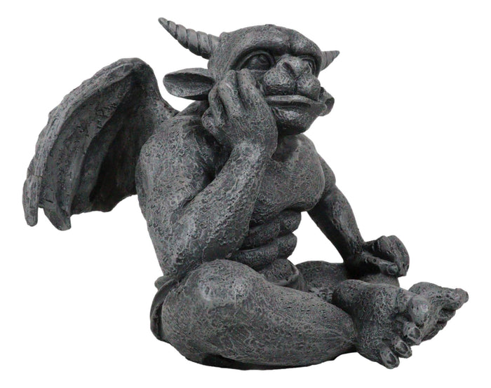 Ebros Gift Ebros Horned Gargoyle The Dreamer Figurine Sitting Statue 6.5 Inch Long Thinker