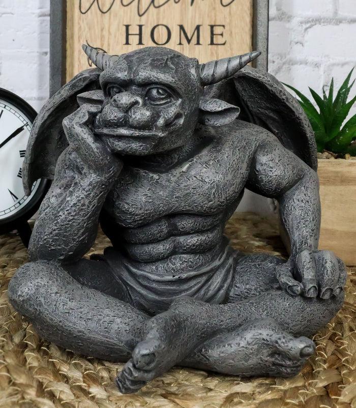 ebros gift Ebros Horned Gargoyle The Dreamer Figurine Sitting Statue 6.5 Inch Long Thinker