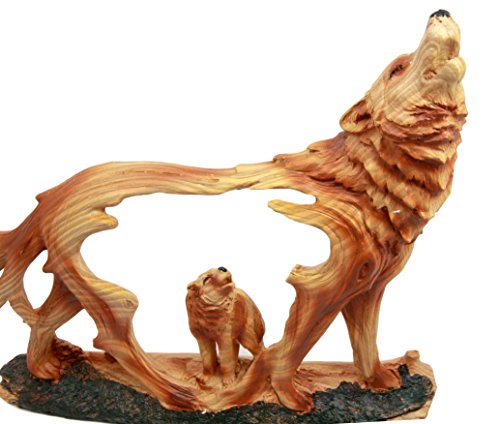 Ebros Gift Ebros Howling Gray Alpha Wolf Figurine In Faux Wood Finish Home Decor Sculpture