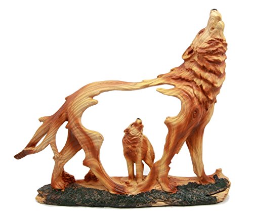 Ebros Gift Ebros Howling Gray Alpha Wolf Figurine In Faux Wood Finish Home Decor Sculpture